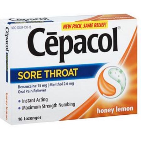 Cepacol Dolor de pastillas para la garganta Honey limón 16 ea (Pack de 4)