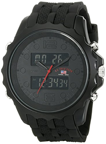 US9269 de US Polo Assn. hombres Sport negro reloj con banda de goma negra