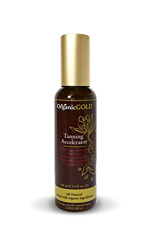 OrganicGOLD Virgen el aceite de coco acelerador del bronceado para más rápido y Natural dorado bronceado 100ml (aceite de oliva y té verde)