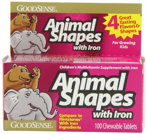 GoodSense Animal formas masticables vitaminas con hierro, recuento de 100