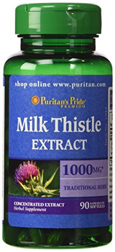 Pride 2 Pack de Puritan Pride leche Thistle 4:1 extracto 1000 mg (silimarina)-90 cápsulas de leche Thistle 4:1 extracto 1000 mg (silimarina) Puritan