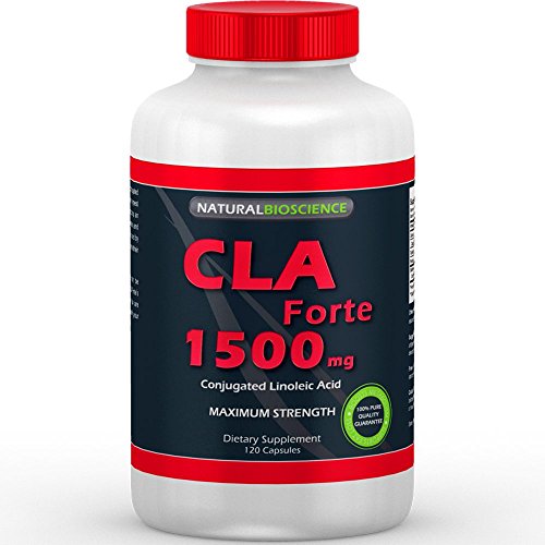 CLA Forte - 1500mg, 120 cápsulas - alta potencia el ácido linoleico conjugado - aceite de cártamo puro 100% - suplemento Natural para la pérdida de peso y músculo.
