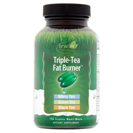 Irwin Naturals Triple-Tea Fat Burner blanco verde y té Negro Liquid Cápsulas Blandas de 75 conteo