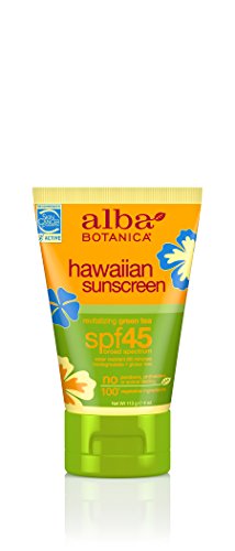 Alba Botanica bronceador Hawaiian, té verde SPF 45, 4 onzas