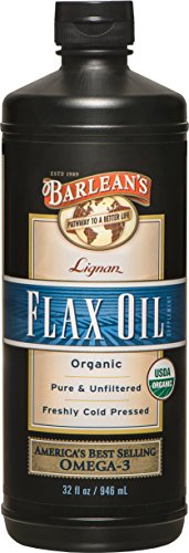 Aceites orgánicos Lignan Flax Oil de Barlean, botella de 32 onzas