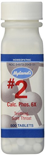 Célula de Hyland's sales #2 Calcarea fosfórica, 6 X comprimidos, alivio Natural homeopático de dentición y de la garganta, cuenta 500