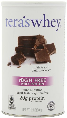 RBGH de suero de Tera libre comercio justo oscuro Chocolate de proteína de suero, 12 Oz