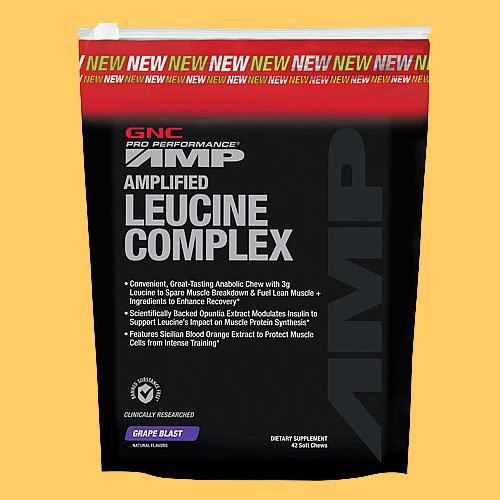 GNC Pro Performance AMP Amplified 42chews complejo leucina - Blast uva