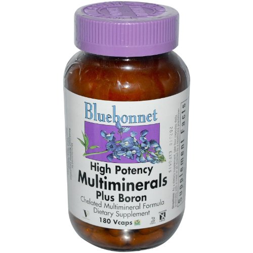 BlueBonnet Multi minerales Plus cápsulas vegetarianas de boro, cuenta 180