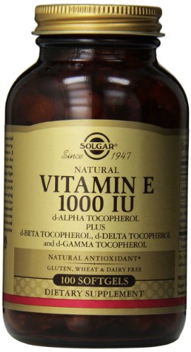 Solgar vitamina E 1000 IU mixta D-alfa tocoferol y mezcla tocoferoles cápsulas, cuenta 100