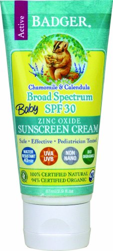 Tejón bebé crema de protección solar - fps 30 - todo Natural y certificada orgánica, fl.oz 2,9