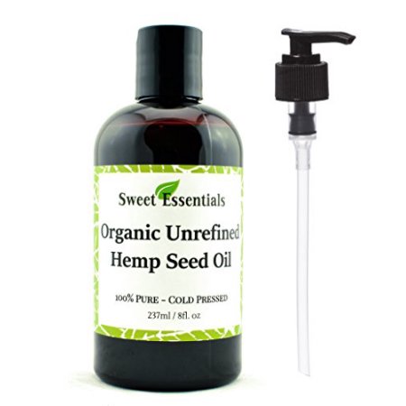Organic 8 oz Aceite de semilla de cáñamo sin refinar extra | Importado de Canadá | 100% Pure Col Presionado | Ofrece alivio d