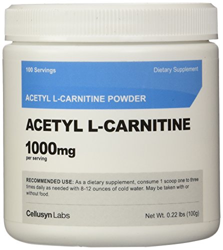 Cellusyn acetil L-carnitina (ALCAR) 100 GMS - 100 porciones - 1000mg por porción - alta calidad puro acetil L-carnitina polvo - potenciador cognitivo - potenciar tu poder cerebral