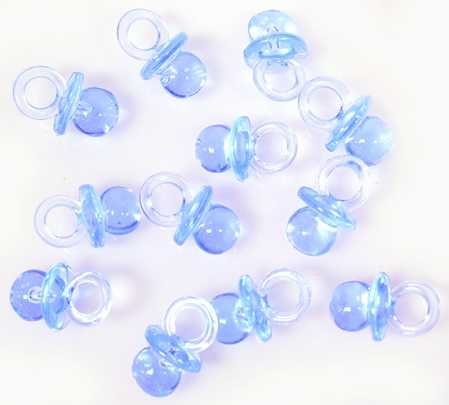 Bebé de acrílico azul pequeño chupete bebé ducha favores - 144 piezas