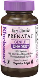 Bluebonnet temprana promesa Prenatal DHA suave 200 mg cápsulas vegetales, cuenta 30