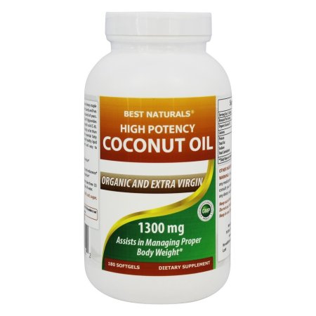 Best Naturals Orgánica alta potencia extra virgen aceite de coco 1300mg 180 Caps