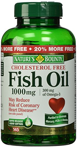 Aceite de pescado de generosidad de la naturaleza 1000 Mg. cápsulas de Omega 3 libre de colesterol, 145-Conde