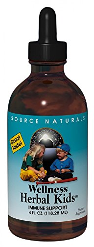 Botella de vidrio de 8 onzas de fuente Naturals bienestar niños hierbas, apoyo inmune,