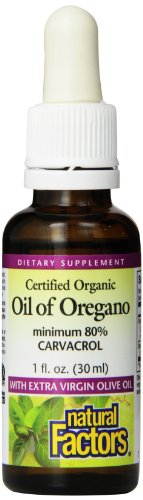 Factores naturales - aceite de orégano, certificada orgánica, 1 onza líquida