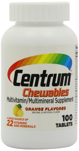 Centrum multivitaminas masticables, sabor a naranja, 100 comprimidos