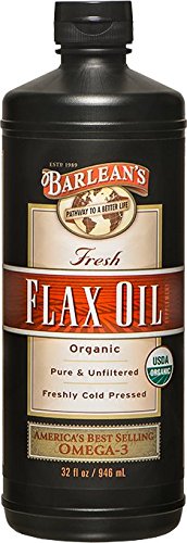 Aceite de lino de Barlean aceites orgánicos frescos, botella de 32 onzas