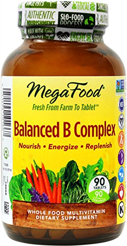 MegaFood - equilibrada del complejo B, promueve la energía y la salud del sistema nervioso, 90 tabletas (envasado de alta calidad)