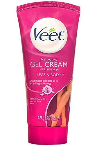 Gel de acción rápida de Veet crema depiladora - piernas y cuerpo - aceites esenciales y aroma de rosa de terciopelo - 6,78 oz (200 ml)