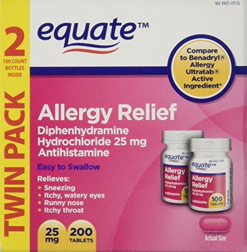 Equiparar el antihistamínico difenhidramina clorhidrato TWINPACK alivio de alergia 25mg, ct 200 en comparación con Benadryl Ultratab