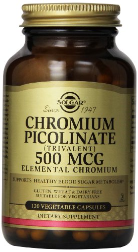 Solgar cromo picolinato cápsulas vegetales, 500 Mcg, cuenta 120