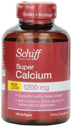 Super Schiff carbonato de calcio 1200 mg con vitamina D3 800 UI, suplemento de calcio, cuenta 120