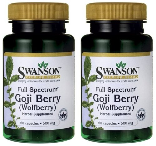 Baya de Goji Swanson "Wolfberry"--2 botellas, cada una de 500 Mg 60 Caps