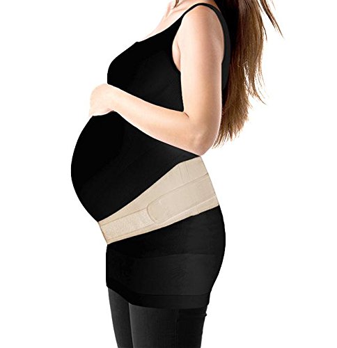 Terramed respaldo maternidad elástico transpirable correa (embarazo ergonómico reforzado del vientre llave de baja de la espalda) (grandes, color BEIGE)
