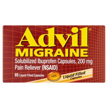 Advil Cápsulas rellenas migraña ibuprofeno Analgésico líquido 200 mg 80 ct