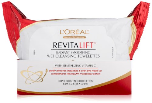 L ' Oreal Paris RevitaLift radiante alisar mojado limpieza toallitas húmedas, 5,9 7,9 X 30 pulgadas cuenta