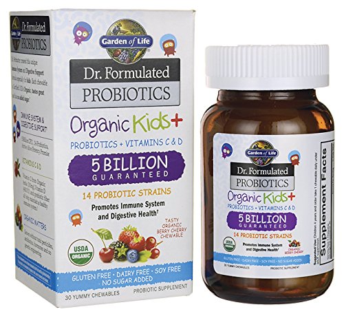Jardín de vida Dr. formulado niños orgánicos probióticos Plus tabletas masticables, cuenta 30