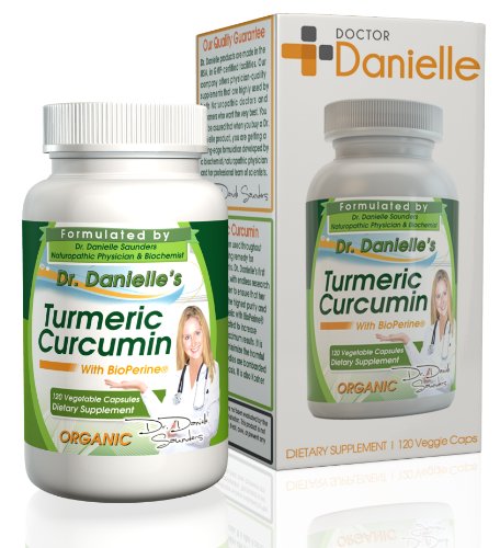 Orgánica curcumina (cúrcuma) con Bioperine ® para más biodisponible, 500mg, 120 cápsulas vegetarianas, sin aglutinantes, No rellenos, sin aditivos, de Dr. Danielle