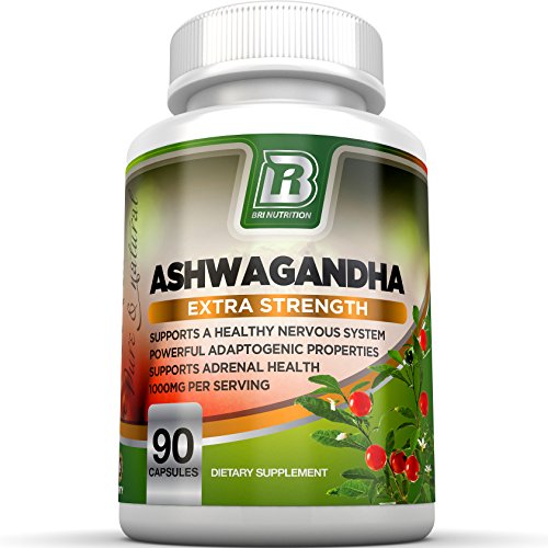 BRI nutrición Ashwagandha - cuenta 90 - 1000mg pura raíz de Ashwagandha polvo - 2 cápsulas vegetales por porción
