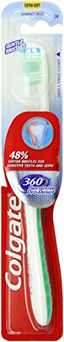 Cepillo de dientes Colgate 360 sensibles Pro alivio cabeza compacta, Extra suave, (los colores pueden variar)