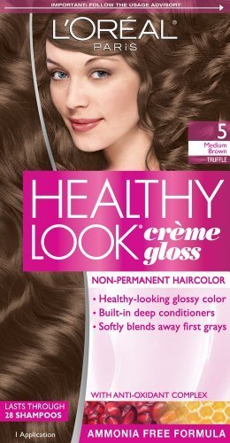 L ' Oreal París aspecto saludable Creme Gloss Color, marrón medio/trufa 5 (paquete de 3)