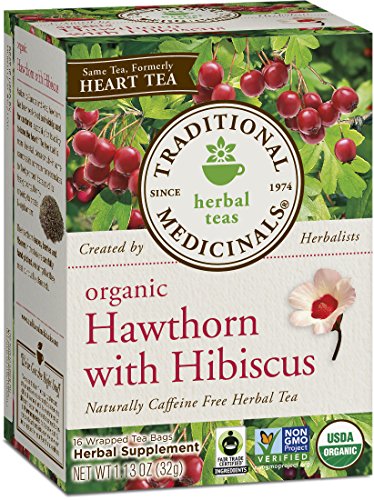 Tradicionales medicinales orgánicos Espino con Hibiscus té (antes centro), 16 bolsas de té