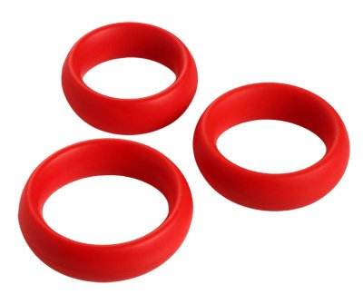 Trinity Vibes 3 pieza silicona polla anillo Set, rojo