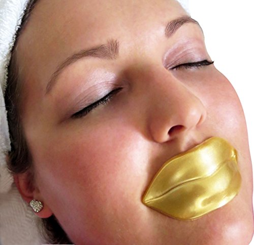 5 máscaras 24K Gold Collagen Lip tratamiento mascarilla parches. Labios más suaves Fuller más regordete. Anti envejecimiento reducir líneas finas arrugas arrugas hidratante tono estimulante hidratante regeneración de labios suave más firme. Trata los labi