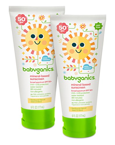 Babyganics base Mineral bebé bloqueador, FPS 50, tubo de 6 onzas (Pack de 2)