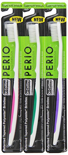 El Dr. Collins Perio Toothbrush, (varían colores) (paquete de 3)