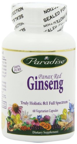 Paraíso de hierbas Ginseng Panax vegetariana cápsulas, rojo, cuenta 60