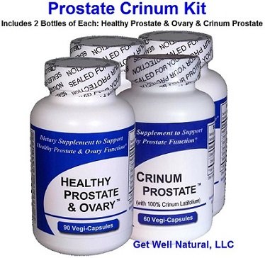 Próstata Kit de Crinum (suministro de 1 mes: 2 btls de Crinum próstata &amp; 2 btls saludable de la próstata y ovario). Hierbas de próstata saludables incluyendo Crinum Latifolium. NO contiene "Cápsulas de gelatina bovina de carne de vacuno", sílice, talc