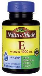 Naturaleza hizo cápsulas de 1.000 UI de vitamina E, 60 ct