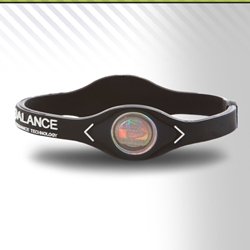 Power Balance pulsera de silicona pulsera medio (negro y blanco Letras)
