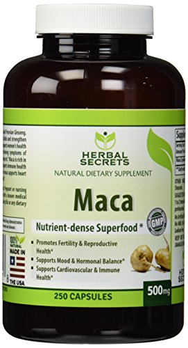 Secretos herbal Maca 500 Mg 250 Caps - salud reproductiva apoya - energizante hierba *