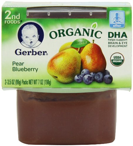 Orgánicos alimentos 2 Gerber, pera arándano, cuenta 2, 3,5 onzas (paquete de 8)